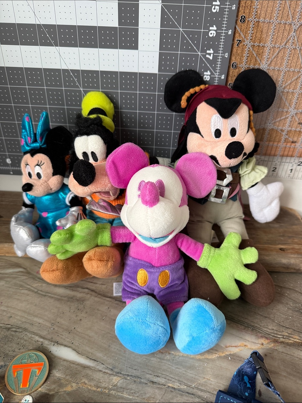Disney Bright Pink & Green Mickey-Style Plush Character